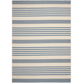 Courtyard Beige and Blue 8' x 11' Sisal Weave Outdoor Area Rug