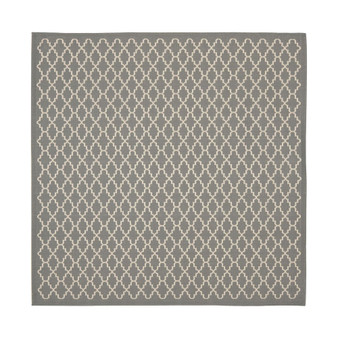 Courtyard Anthracite and Beige 4' x 4' Sisal Weave Square Outdoor Area Rug