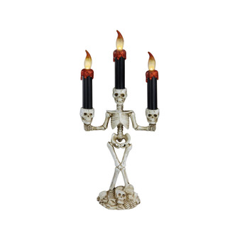 Dripping Candle Skeleton Halloween Candelabra, 14.5"