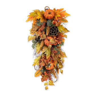 25" H Fall Pumpkin Leaf Swag