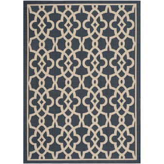 Courtyard Navy and Beige 5'3" x 7'7" Sisal Weave Outdoor Area Rug