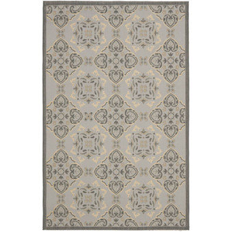 Courtyard Light Gray and Anthracite 4' x 5'7" Sisal Weave Outdoor Area Rug