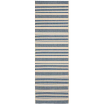 Courtyard Beige and Blue 2'3" x 14' Sisal Weave Runner Outdoor Area Rug