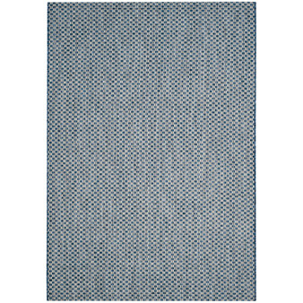 Courtyard Blue and Light Gray 6'7" x 9'6" Sisal Weave Outdoor Area Rug