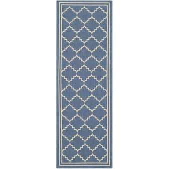 Courtyard Blue and Beige 2'3" x 10' Sisal Weave Runner Outdoor Area Rug