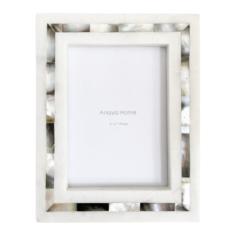 Grey Mother of Pearl White Marble Picture Frame 5x7