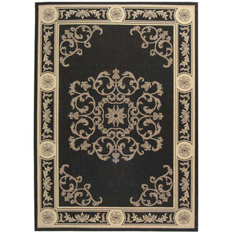 Courtyard Black and Sand 5'3" x 7'7" Outdoor Area Rug