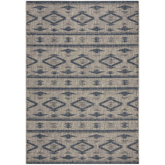 Courtyard Gray and Navy 4' x 5'7" Outdoor Area Rug