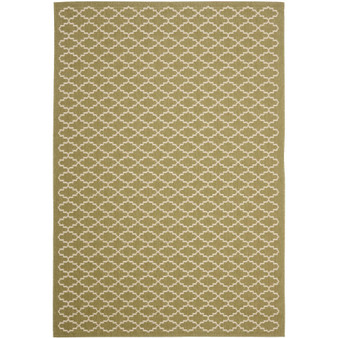 Courtyard Green and Beige 6'7" x 9'6" Sisal Weave Outdoor Area Rug
