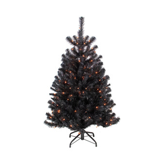 Pre-Lit Noble Spruce Artificial Halloween Tree Lights, 4'
