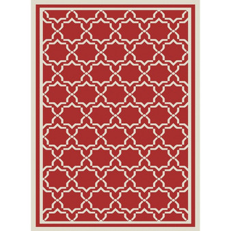 Courtyard Red and Bone 6'7" x 9'6" Outdoor Area Rug