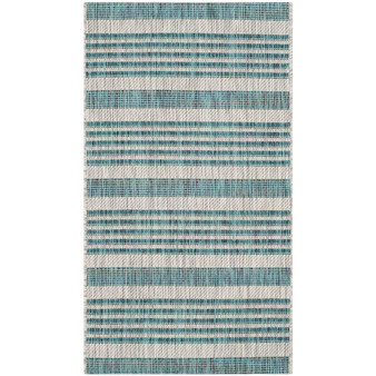 Courtyard Gray and Blue 2' x 3'7" Outdoor Area Rug