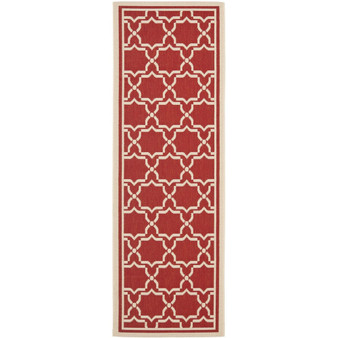 Courtyard Red and Bone 2'3" x 8' Runner Outdoor Area Rug