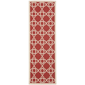 Courtyard Red and Beige 2'3" x 6'7" Runner Outdoor Area Rug