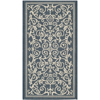 Courtyard Navy and Beige 2' x 3'7" Sisal Weave Outdoor Area Rug