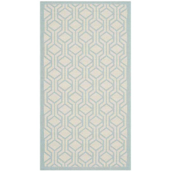 Courtyard Beige and Aqua 2' x 3'7" Sisal Weave Outdoor Area Rug