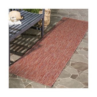 Courtyard Red 2'3" x 10' Sisal Weave Runner Outdoor Area Rug