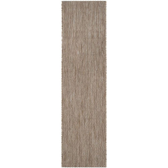 Courtyard Natural and Black 2'3" x 8' Runner Outdoor Area Rug