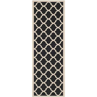 Courtyard Black and Beige 2'3" x 12' Sisal Weave Runner Outdoor Area Rug