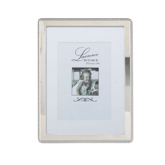 Silver Metal Picture Frame with Delicate Outer Border Of Beads - 8" x 10"