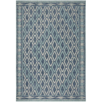 Courtyard Navy and Aqua 2' x 3'7" Sisal Weave Outdoor Area Rug