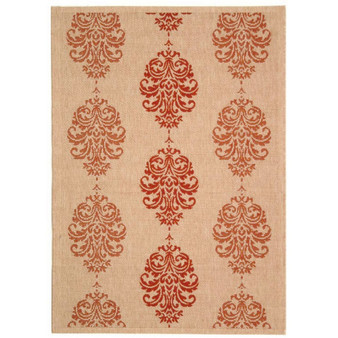 Courtyard Natural and Red 2' x 3'7" Outdoor Area Rug