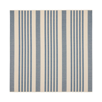 Courtyard Beige and Blue 5'3" x 5'3" Sisal Weave Square Outdoor Area Rug