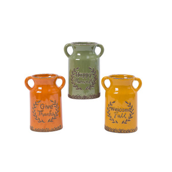 7.87" Assorted Harvest Vases Set, 3 Pieces