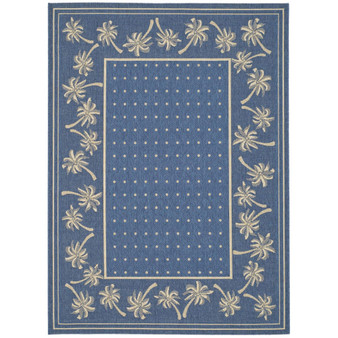 Courtyard Blue and Ivory 4' x 5'7" Outdoor Area Rug