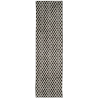 Courtyard Black and Light Grey 2'3" x 6'7" Sisal Weave Runner Outdoor Area Rug