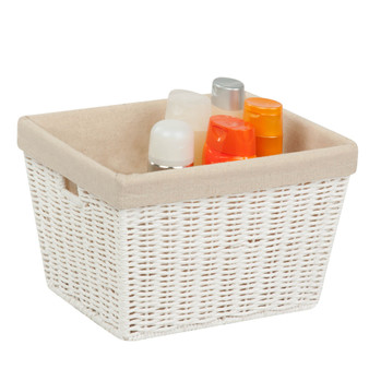 Parchment Cord Tote with Liner, White
