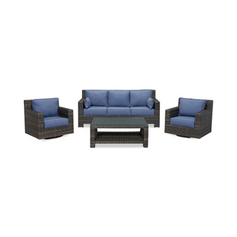 Viewport Outdoor Wicker 4-Pc. Seating Set (1 Sofa, 2 Swivel Gliders and 1 Coffee Table), with Sunbrella® Cushions, Created for Macy's