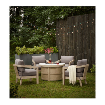 Reid Outdoor 5-Pc. Chat Set (1 Fire Pit & 4 Club Chairs), Created for Macy's