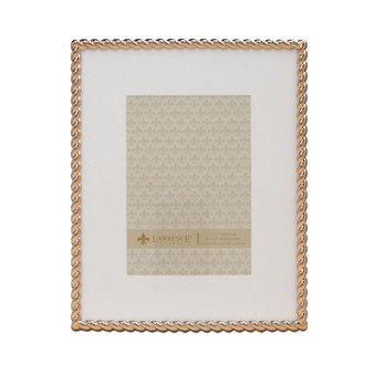 High Quality Polished Cast Metal Picture Frame - Rope Design with Mat, 8" x 10"