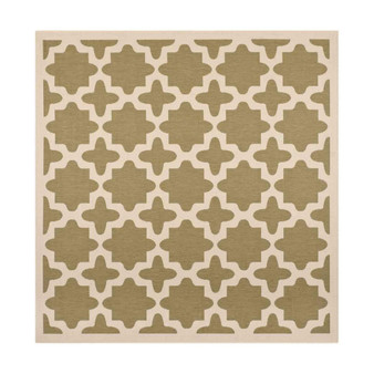 Courtyard Green and Beige 4' x 4' Sisal Weave Square Outdoor Area Rug
