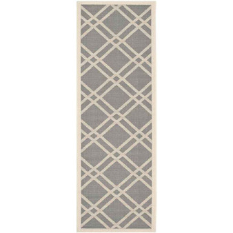 Courtyard Anthracite and Beige 2'3" x 10' Sisal Weave Runner Outdoor Area Rug