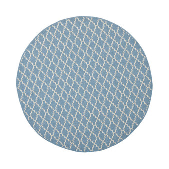 Courtyard Blue and Beige 7'10" x 7'10" Sisal Weave Round Outdoor Area Rug