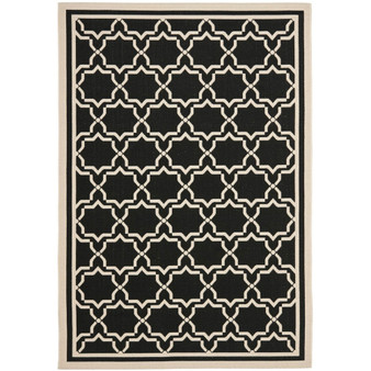 Courtyard Black and Beige 4' x 5'7" Outdoor Area Rug