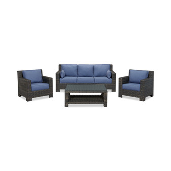 Viewport Outdoor Wicker 4-Pc. Seating Set (1 Sofa, 2 Club Chairs and 1 Coffee Table), with Sunbrella® Cushions, Created for Macy's