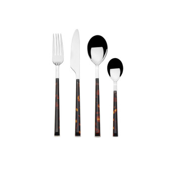 Tortoise Pattern 16 Piece Flatware Set