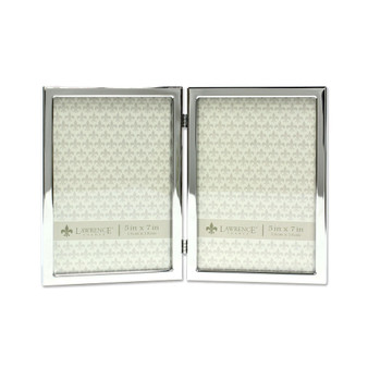 Hinged Double Silver Standard Metal Picture Frame - 5" x 7"