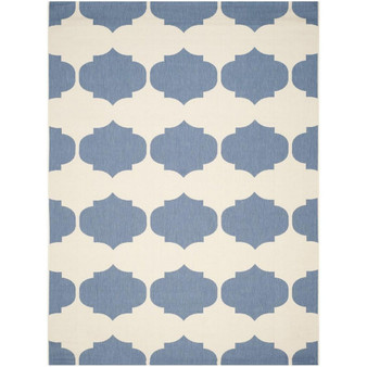 Courtyard Beige and Blue 8' x 11' Outdoor Area Rug