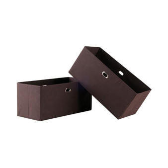Torino 2-Pc Set Folding Fabric Baskets Chocolate
