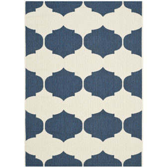 Courtyard Beige and Navy 4' x 5'7" Outdoor Area Rug