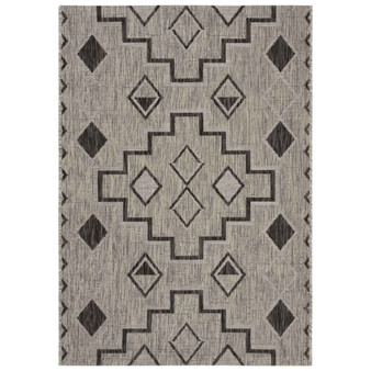 Courtyard Gray and Black 6'7" x 9'6" Outdoor Area Rug