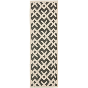 Courtyard Black and Beige 2'3" x 10' Sisal Weave Runner Outdoor Area Rug