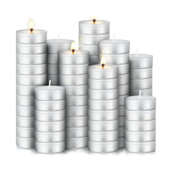 100 Pack Smokeless Unscented Long Burning Tea Lights Candles for Home
