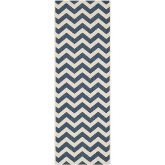 Courtyard Navy and Beige 2'3" x 14' Sisal Weave Runner Outdoor Area Rug