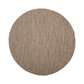 Courtyard Natural and Black 6'7" x 6'7" Round Outdoor Area Rug