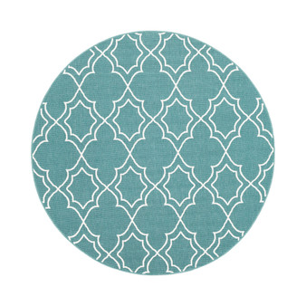 Alfresco ALF-9653 Teal 8'9" Round Area Rug, Indoor/Outdoor